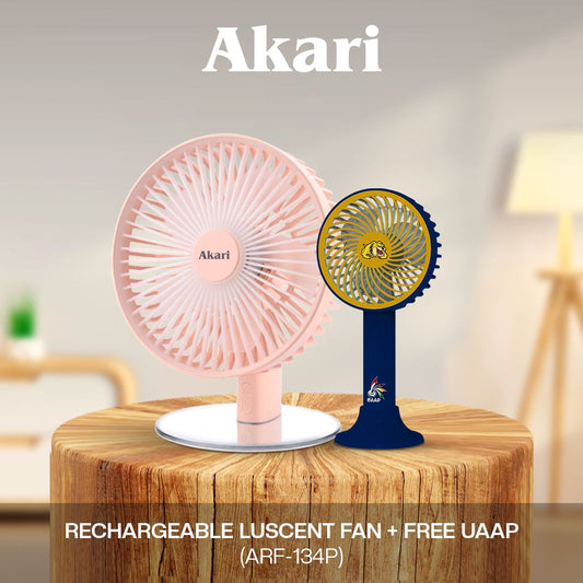 Akari B1G1 Rechargeable Luscent Fan (ARF-134) With Free UAAP Handy Fan (NU)