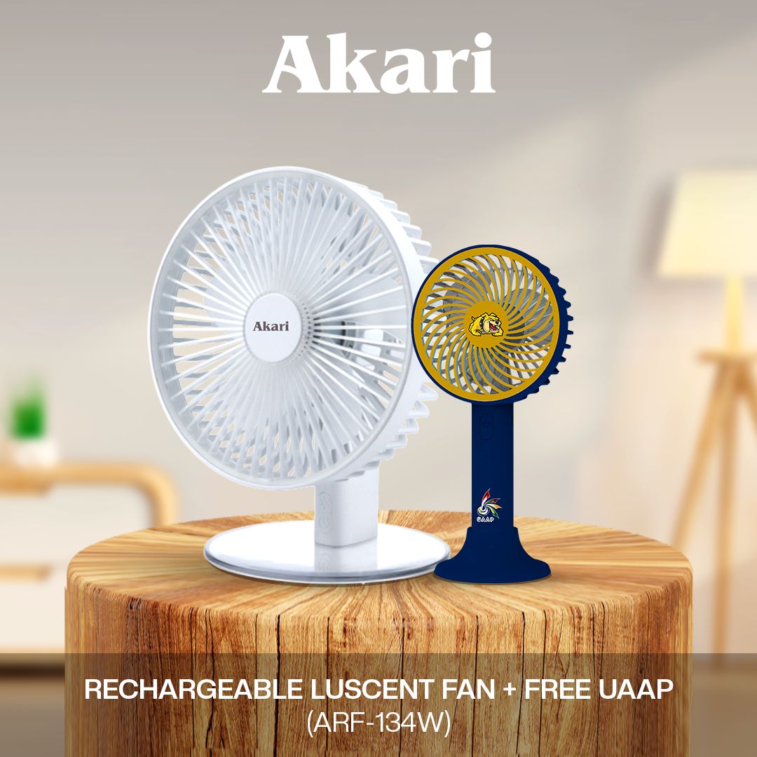 Akari B1G1 Rechargeable Luscent Fan (ARF-134) With Free UAAP Handy Fan (NU)