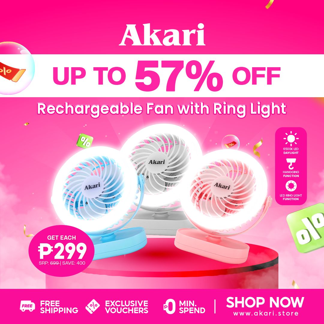 Akari 5" Rechargeable Fan w/ Ring Light (AJF-5024)