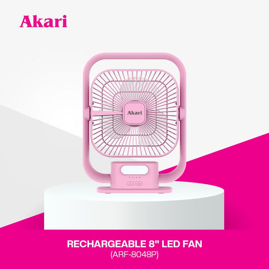 Akari 8" Rechargeable Square Fan w/ LED ( ARF-8048 )