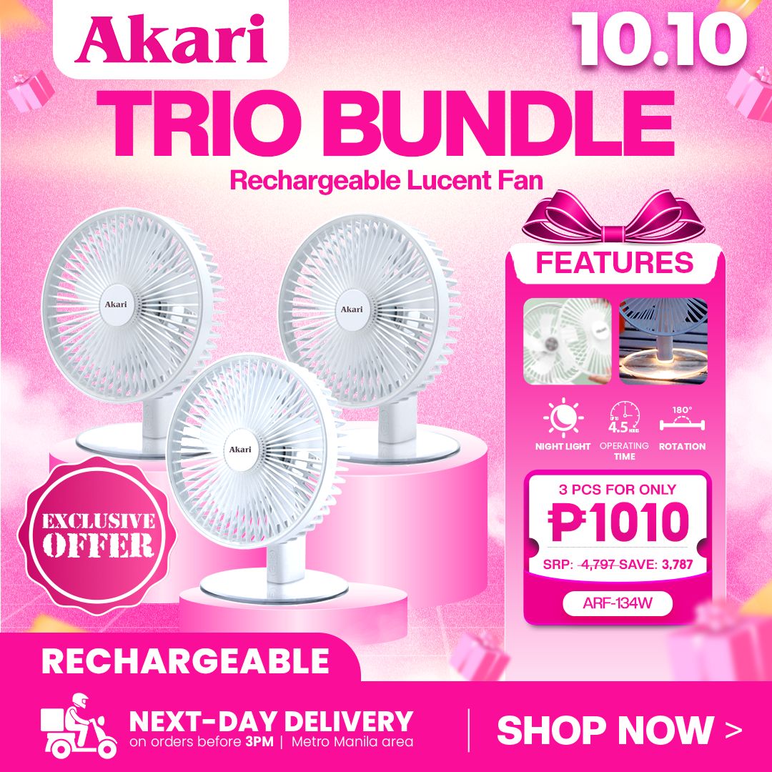 Akari Trio Bundle : Akari Rechargeable LuSCENT Fan (ARF-134)