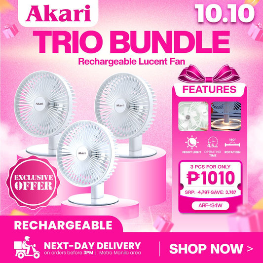Akari Trio Bundle : Akari Rechargeable LuSCENT Fan (ARF-134)