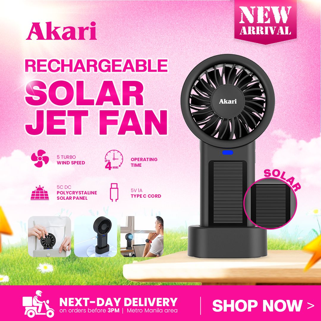Akari Rechargeable Solar Jet Fan (ARF-NS95B) – Akari.store