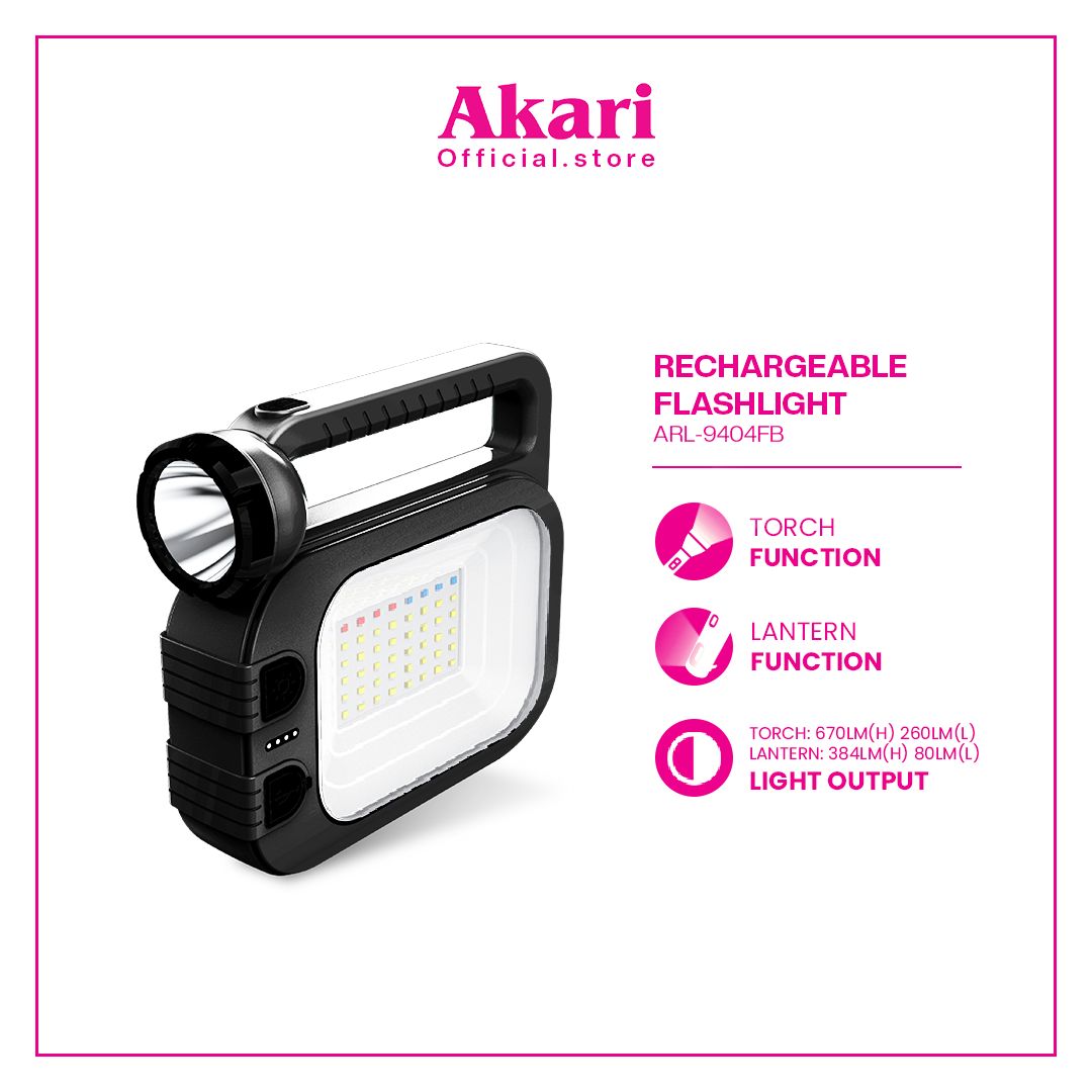 AKARI B1G1 : Solar Handy Light Rechargeable Lantern (ARL-9404F) + Rechargeable Camping Lantern (ARL-3901G )