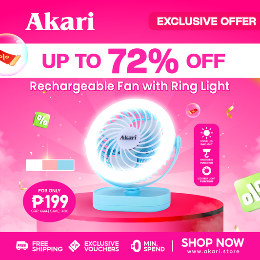 Akari 5" Rechargeable Fan w/ Ring Light (AJF-5024)