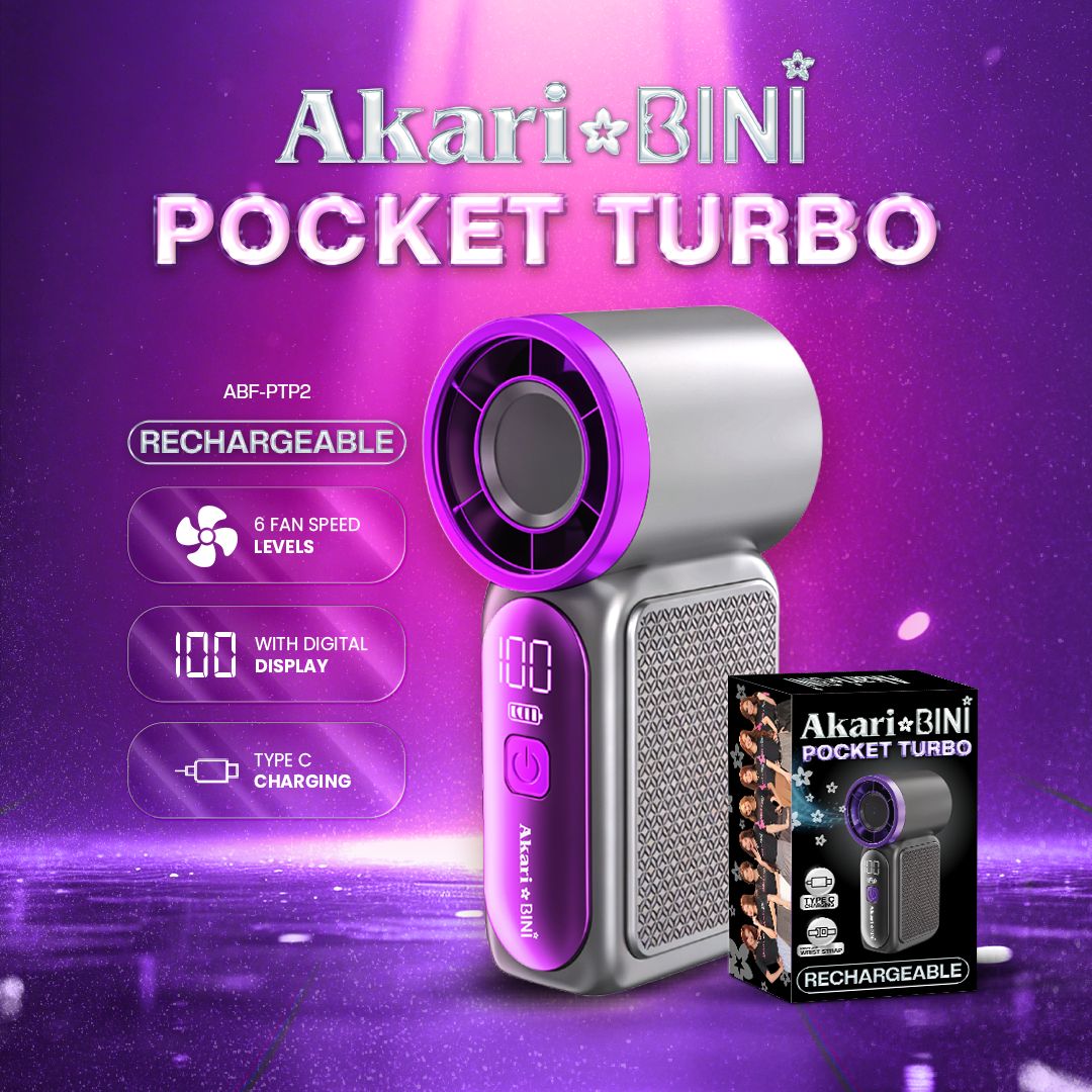 Akari x BINI Rechargeable Pocket Turbo ABF-PTP | Portable Turbo Handheld Fan
