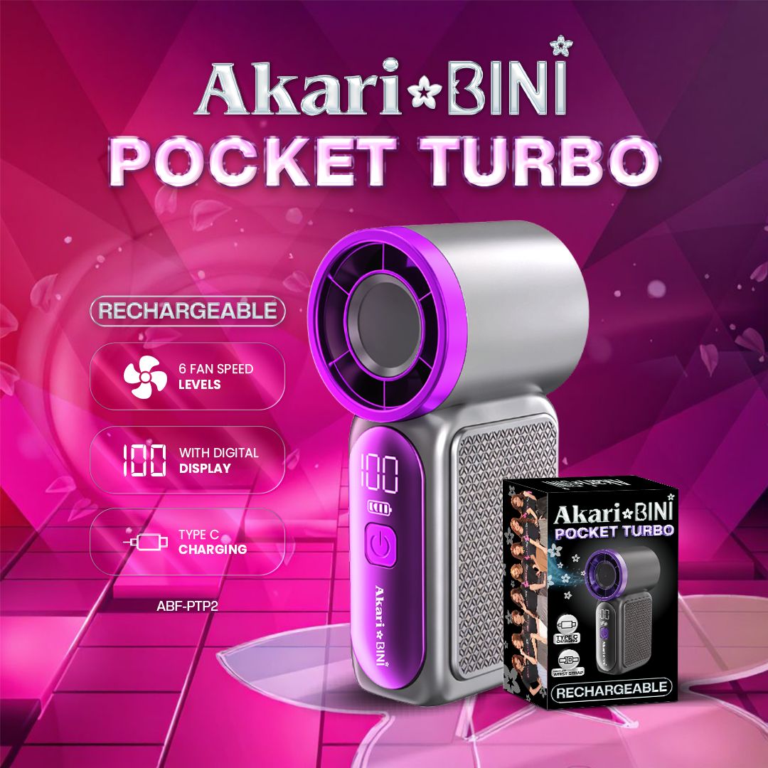Akari x BINI Rechargeable Pocket Turbo ABF-PTP | Portable Turbo Handheld Fan