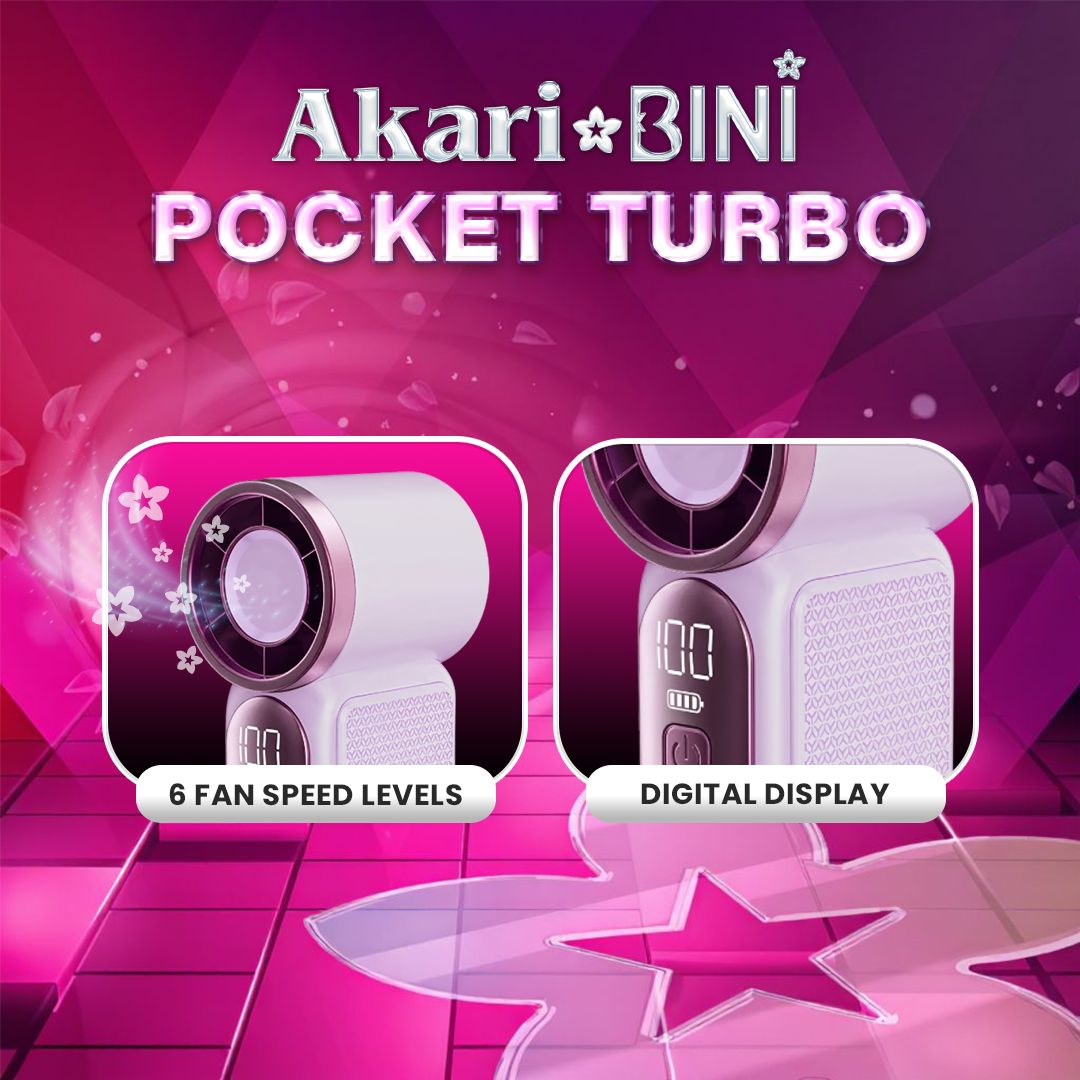 Akari x BINI Rechargeable Pocket Turbo ABF-PTP | Portable Turbo Handheld Fan
