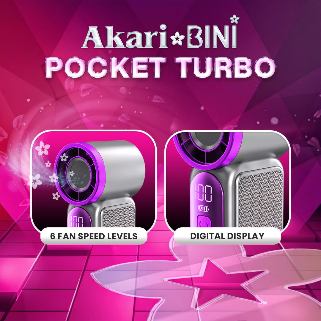 Akari x BINI Rechargeable Pocket Turbo ABF-PTP | Portable Turbo Handheld Fan