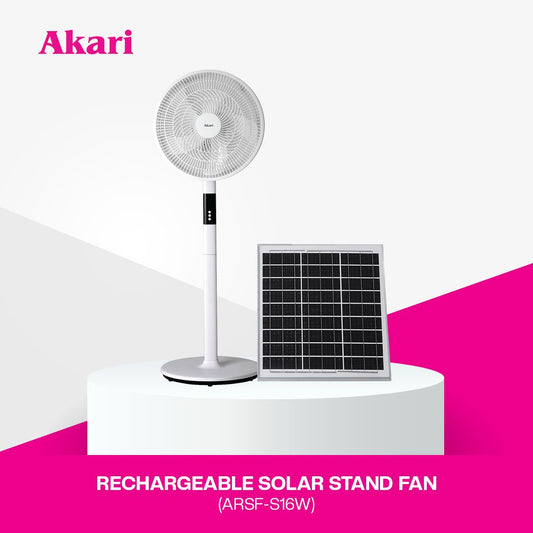 Akari Rechargeable Solar Stand Fan (ARSF-S16W) NEW ITEM