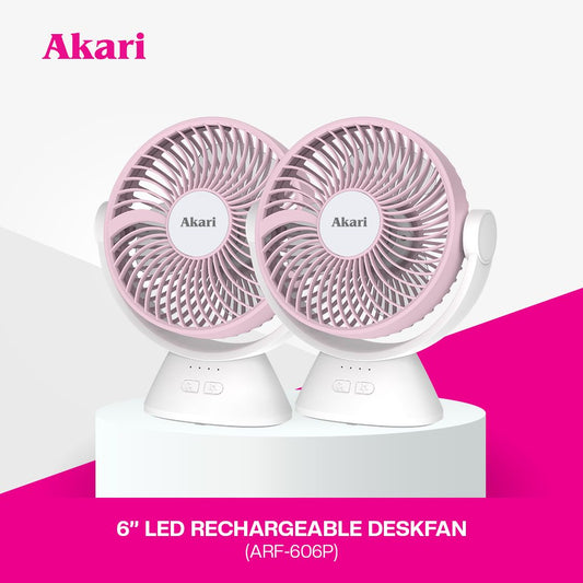 Akari B1T1 : 6" Rechargeable Desk fan w/ Night Light Function (ARF-606) NEW VERSION!
