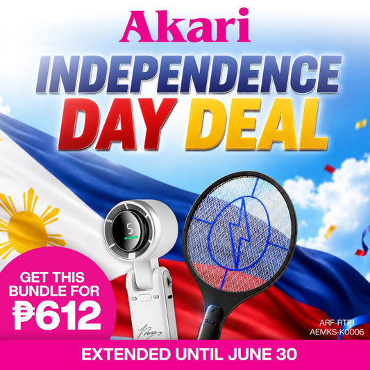 SPECIAL INDEPENDENCE DAY BUNDLE: Akari Rechargeable Turbo Handy Fan (ARF-RTF1) + Akari Electric Mosquito Swatter (AEMKS-K006)