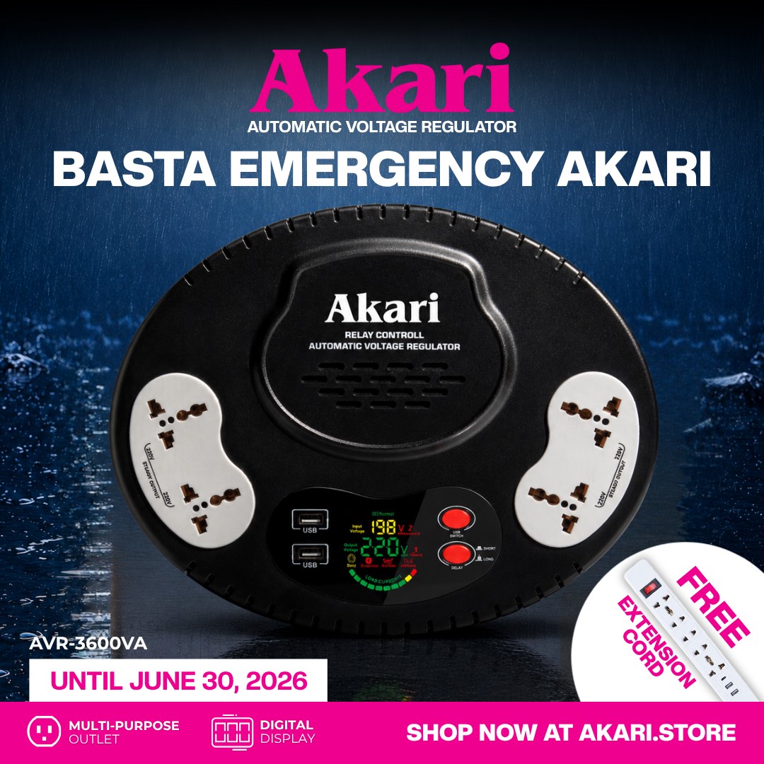 Akari AVR Multi-Power Station (AVR-3600VA) with FREE xtension Cord with Surge Protection and Overload protection with Main Switch (AEC-F806)