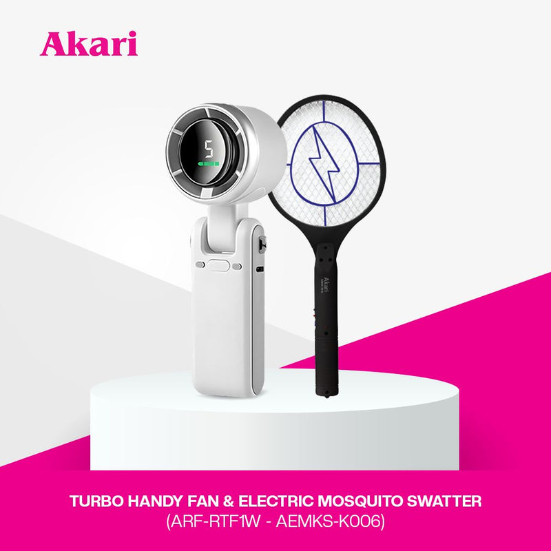 SPECIAL INDEPENDENCE DAY BUNDLE | Akari Rechargeable Turbo Handy Fan (ARF-RTF1) + Akari Electric Mosquito Swatter (AEMKS-K006)