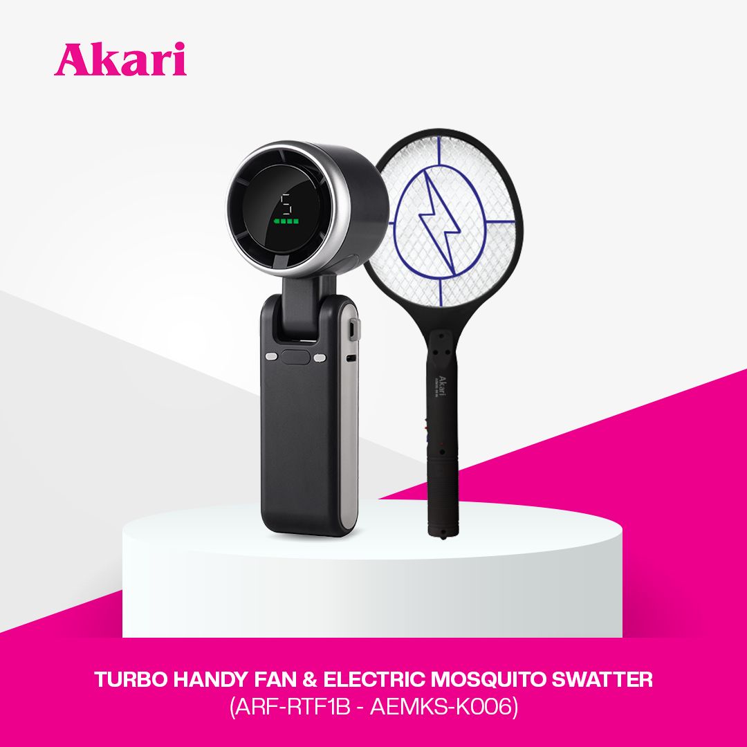 SPECIAL INDEPENDENCE DAY BUNDLE | Akari Rechargeable Turbo Handy Fan (ARF-RTF1) + Akari Electric Mosquito Swatter (AEMKS-K006)
