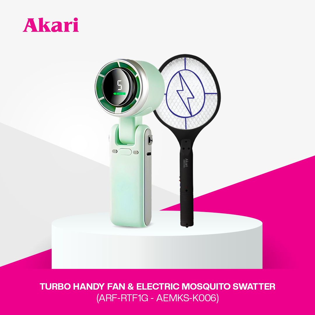 SPECIAL INDEPENDENCE DAY BUNDLE | Akari Rechargeable Turbo Handy Fan (ARF-RTF1) + Akari Electric Mosquito Swatter (AEMKS-K006)