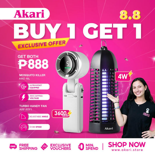 Akari Rechargeable Turbo Handy Fan (ARF-RTF1) + AKARI 4W MOSQUITO KILLER (AMZ-16L)