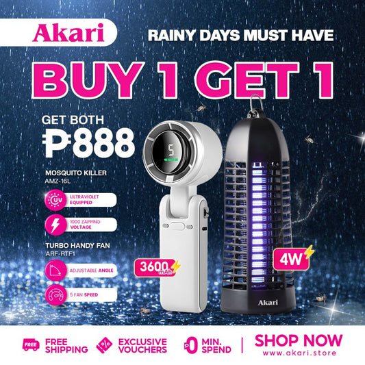 Akari Rechargeable Turbo Handy Fan (ARF-RTF1) + AKARI 4W MOSQUITO KILLER (AMZ-16L)