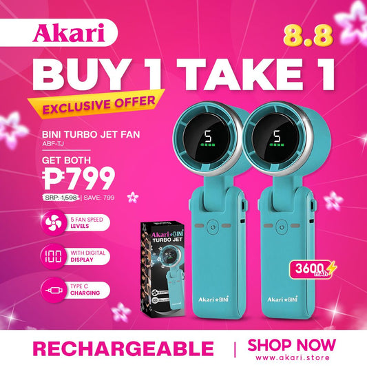 Akari x BINI Turbo Jet Fan ABF-TJ | 7W Rechargeable Handheld Fan with Digital Display