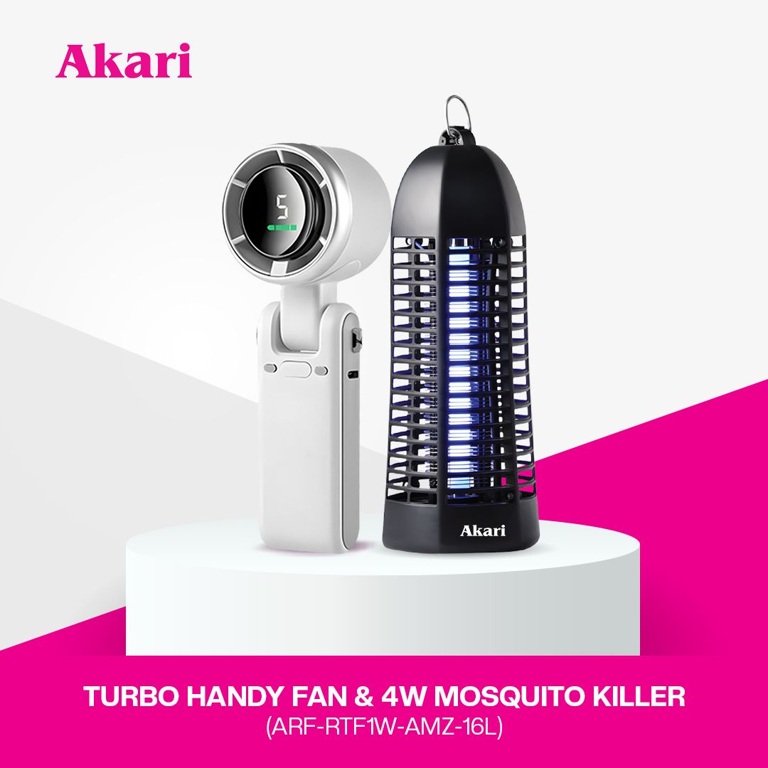 Akari Rechargeable Turbo Handy Fan (ARF-RTF1) + AKARI 4W MOSQUITO KILLER (AMZ-16L)