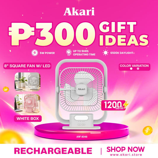 Akari 8" Rechargeable Square Fan w/ LED ( ARF-8048 )