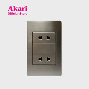 Akari 2 Gang Universal Socket, 16A,250V (Steel) (AWS-201)