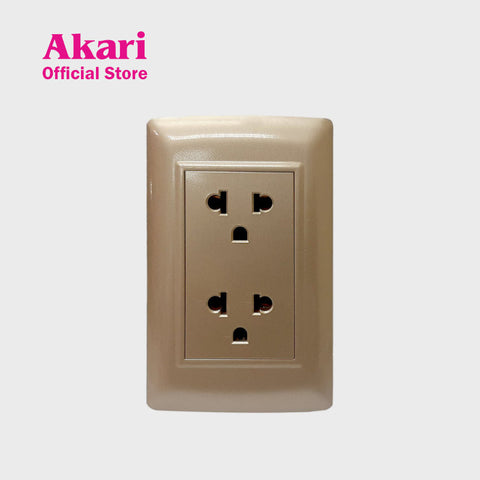 Akari 2 Gang Universal Socket with Grounding - Gold (AWD-202GI)
