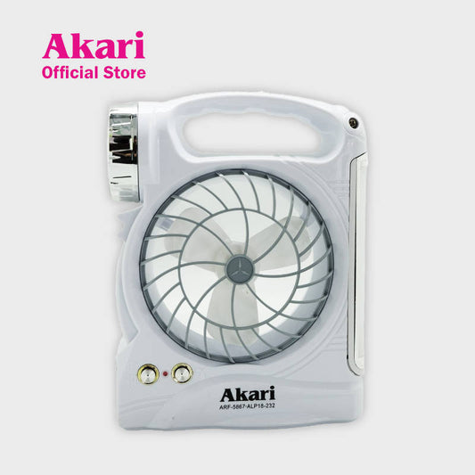 CLEARANCE SALE: Akari LED Solar Rechargeable 4-inch Mini Fan with Lantern (ARF-5867)