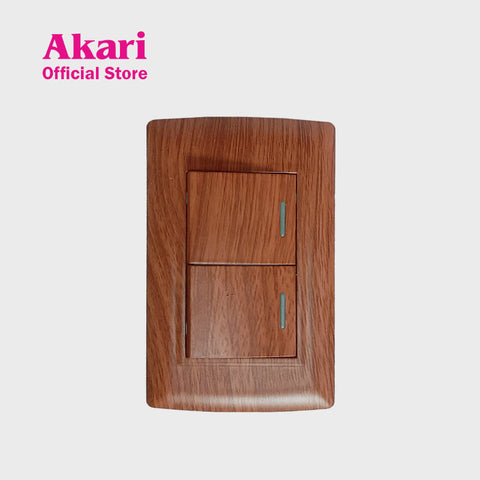 Akari 2 Gang 1 Way Switch - Wooden (AWD-102WI)