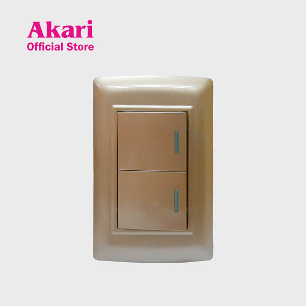 Akari 2 Gang 1 Way Switch - Gold (AWD-102GI)