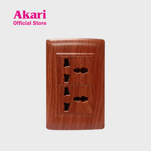 Akari 2 Gang Multipurpose Socket - Wooden (AWD-204WI)