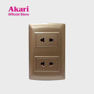 Akari 2 Gang 2 Pin Universal Socket - Gold (AWD-201GI)