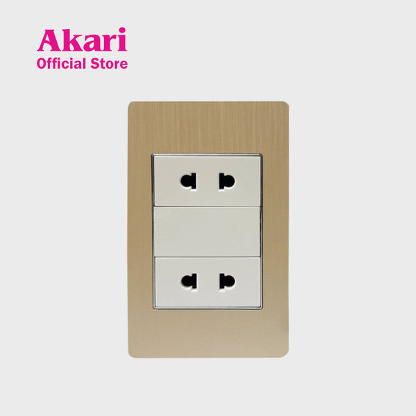 Akari 2 Gang Universal Socket - Aluminum (AWA-201)