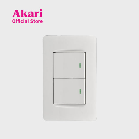 Akari 2 Gang 1 Way Switch with Luminous (AWD-Z8101-2)