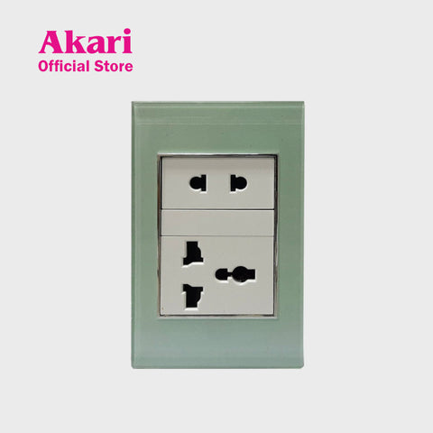 Akari Aircon Outlet/ Multipurpose Outlet With 1 Gang Universal - Glass (AWG-203)
