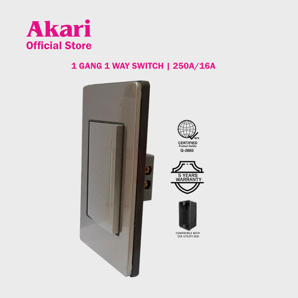 Akari 1 Gang 1 Way Steel Switch (AWS-101)