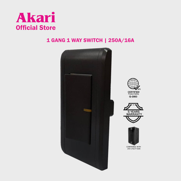 Akari 1 Gang 1 Way Switch - Black (AWD-101BI)