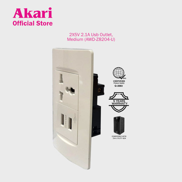 Akari 2X5V 2.1A USB Multi-Purpose Outlet (AWD-Z8204-U)