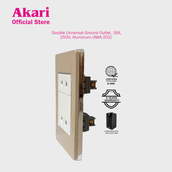 Akari 2 Gang Universal Socket - Aluminum (AWA-201)