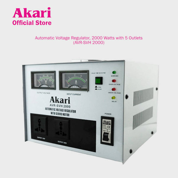 Akari Automatic Voltage Regulator, 2000 Watts with 5 Outlets (AVR-SVH 2000)