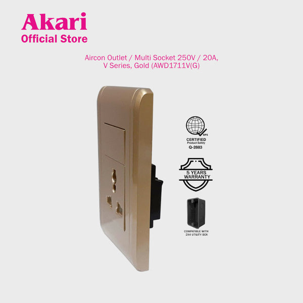 Akari Aircon Outlet / Multi Socket 250V / 20A, V Series, Gold (AWD1711V(G)