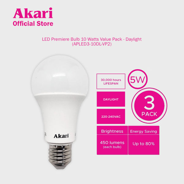 Akari B1G1:  LED Premiere Bulb 5Watts Value Pack - Daylight + FREE APLED3-5DL