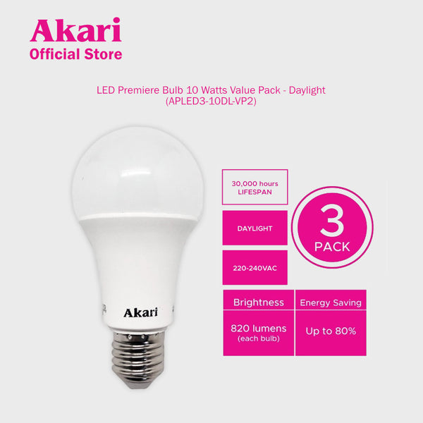 Akari B1G1:  LED Premiere Bulb 10Watts Value Pack - Daylight + FREE APLED3-10DL