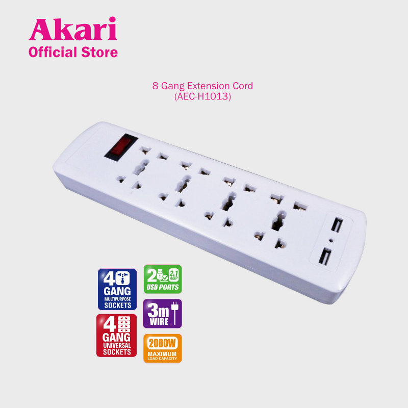 Akari 8 Gang Extension Cord (AEC-H1013)