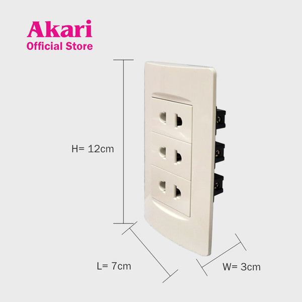 Akari 3 Gang 2 Pin Universal Outlet (AWD-Z8202-3)