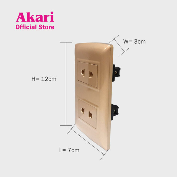 Akari 2 Gang 2 Pin Universal Socket - Gold (AWD-201GI)