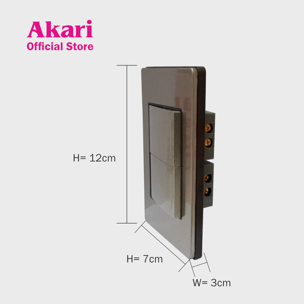 Akari 2 Gang 1 Way Steel Switch (AWS-102)