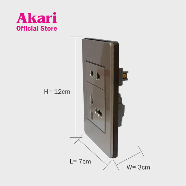 Akari Aircon Outlet Multipurpose Outlet With 1 Gang Universal - Steel (AWS-203)