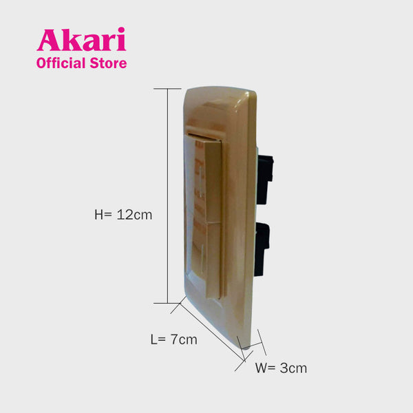 Akari 2 Gang 1 Way Switch - Gold (AWD-102GI)