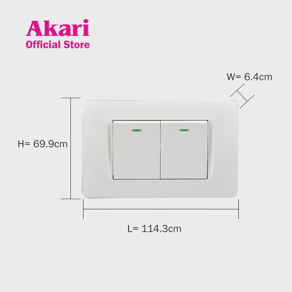 Akari 2 Gang 1 Way Switch with Luminous (AWD-Z8101-2)